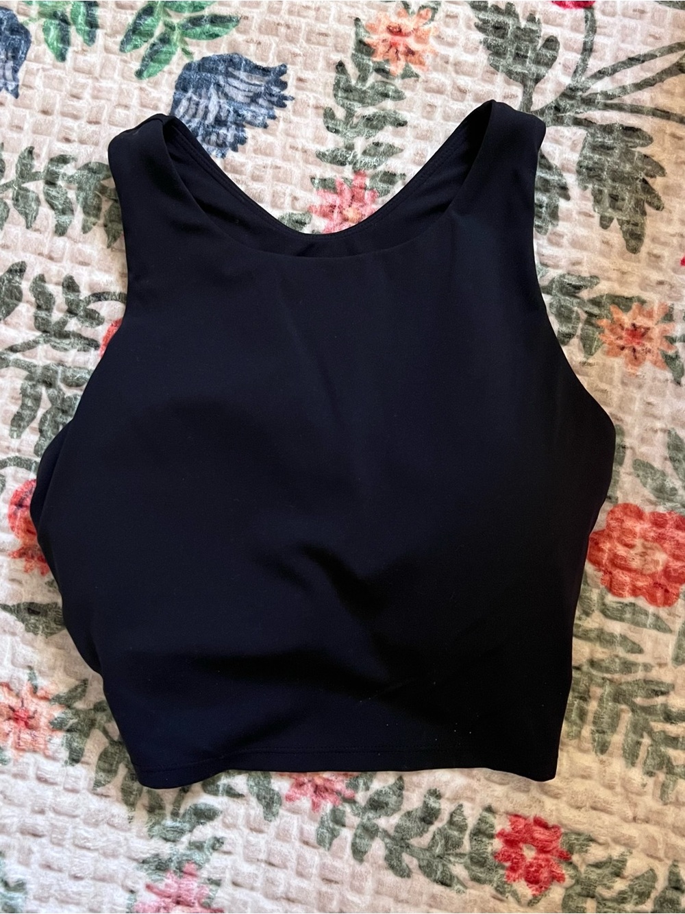 Black Women's High-Neck Crop Tank Top